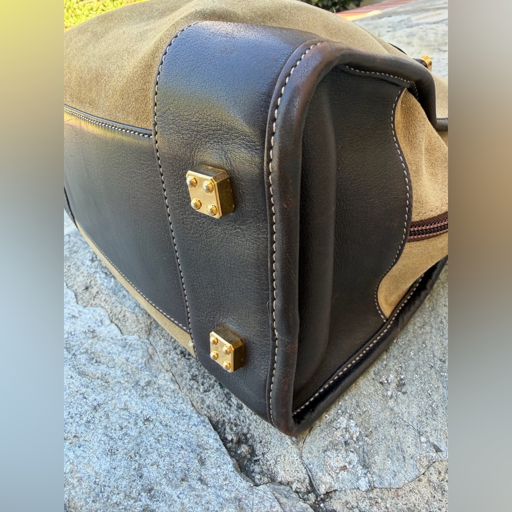 Authentic Loewe Suede Tan and Black Handbag with Embroidered Logo - Picture 7 of 16